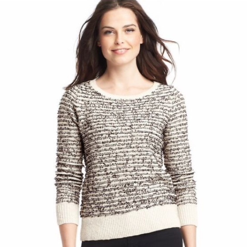 LOFT | Paper Dot Textured Striped Linen Pullover